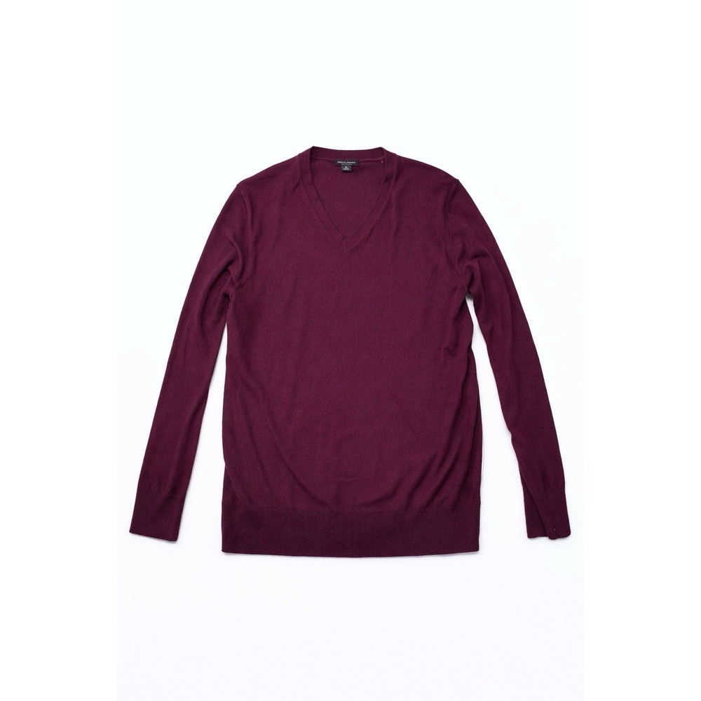 Banana Republic Men Silk Cashmere‎ Blend V-Neck Sweater Preppy Casual L Purple